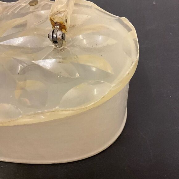 Vintage 1950s Lucite Marbleized Pearl Top Handle Purse Round Box Makeup Containe - Picture 4 of 14